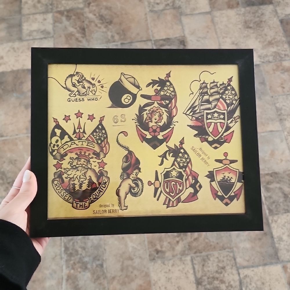Framed Traditional Tattoo Flash Art